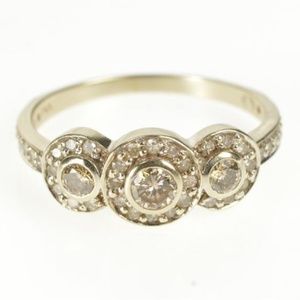 14K White Gold Diamond Engagement Ring Size 9